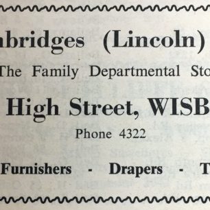 Advert for Bainbridges, 1965-6 | Wisbech and District Directory, 1965-6